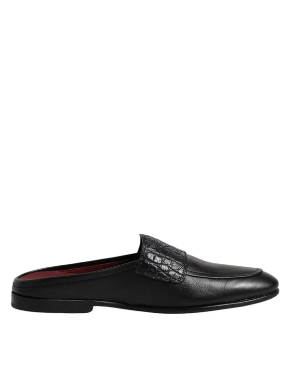 Schwarze Kalbsleder Slipper Schuhe