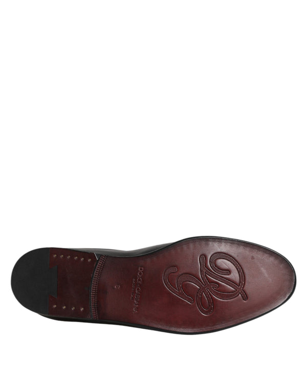 Schwarze Kalbsleder Slipper Schuhe
