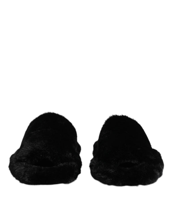 Schwarzer Polyester-Samt Pantoffel Schuhe
