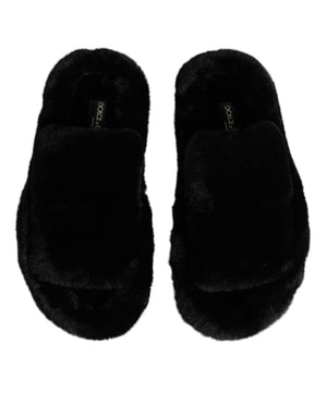 Schwarzer Polyester-Samt Pantoffel Schuhe