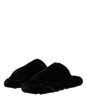 Schwarzer Polyester-Samt Pantoffel Schuhe