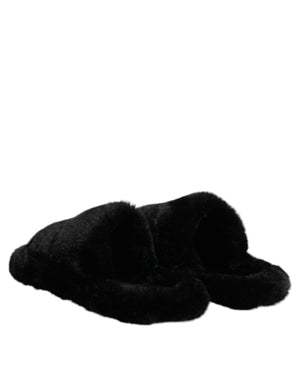 Schwarzer Polyester-Samt Pantoffel Schuhe