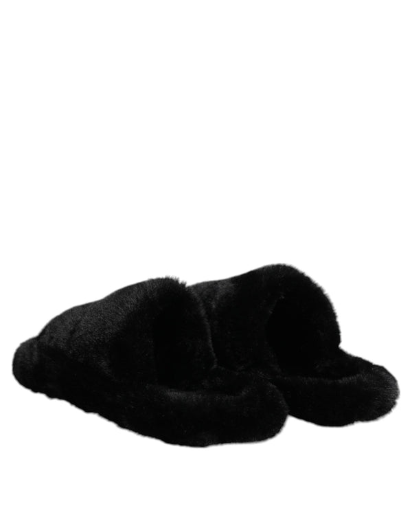 Schwarzer Polyester-Samt Pantoffel Schuhe