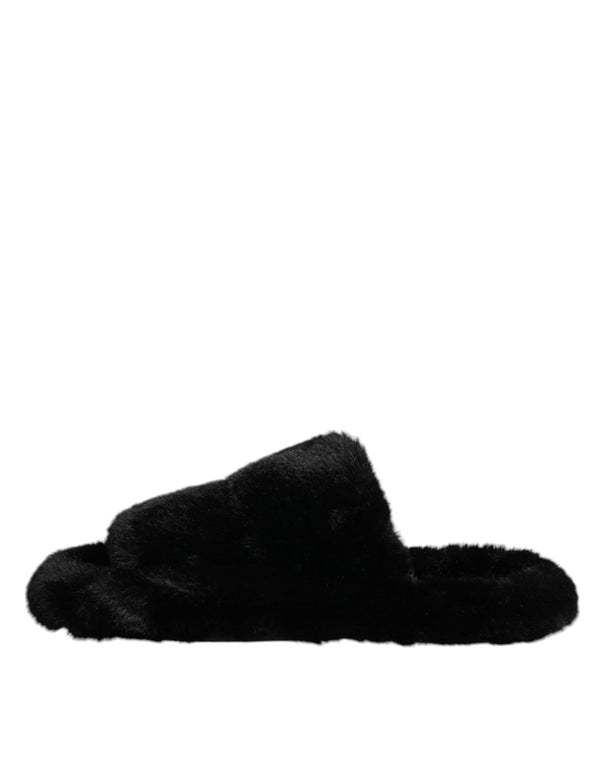 Schwarzer Polyester-Samt Pantoffel Schuhe