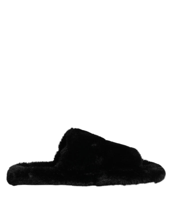 Schwarzer Polyester-Samt Pantoffel Schuhe
