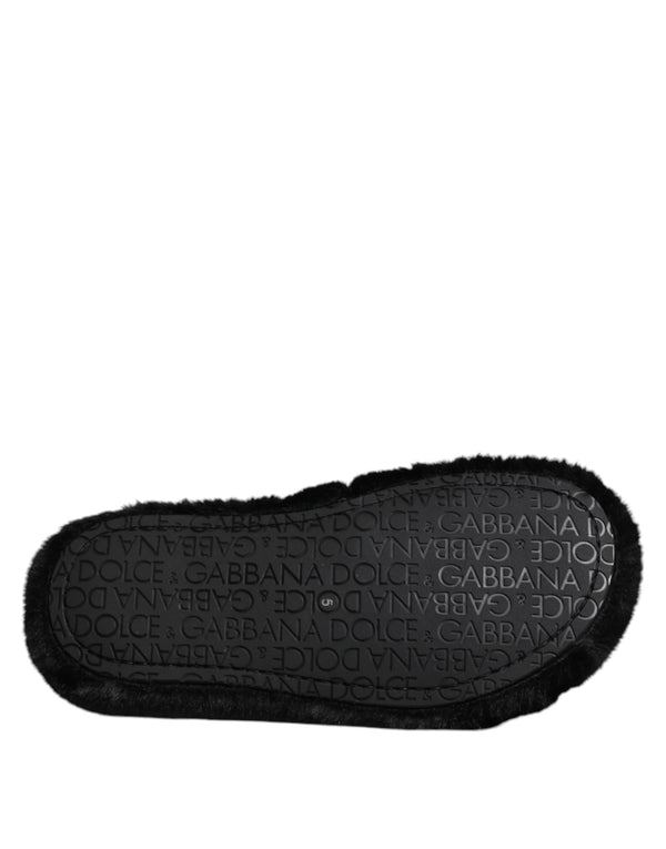 Schwarzer Polyester-Samt Pantoffel Schuhe