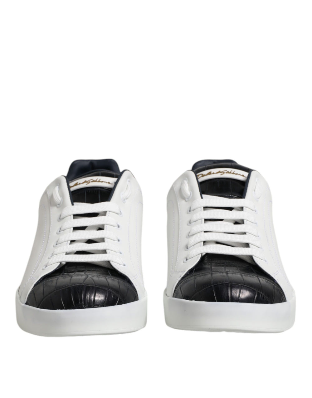 Weiß Schwarz Leder Portofino Sneaker Schuhe
