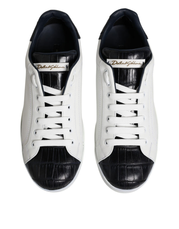 Weiß Schwarz Leder Portofino Sneaker Schuhe