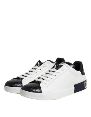 Weiß Schwarz Leder Portofino Sneaker Schuhe