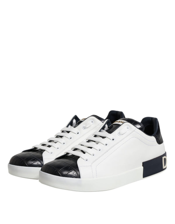 Weiß Schwarz Leder Portofino Sneaker Schuhe