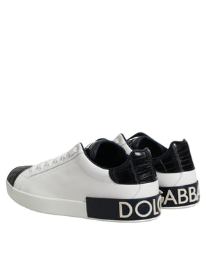 Weiß Schwarz Leder Portofino Sneaker Schuhe