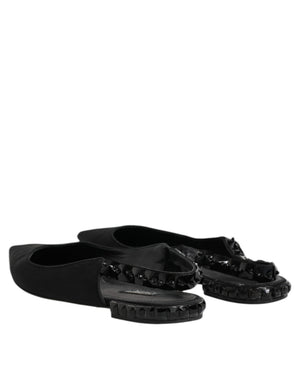 Schwarzer Kristall Charmeuse Slingback Schuhe