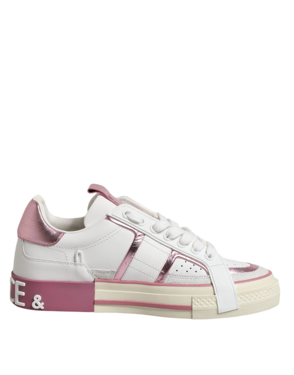 Weiß Rosa Leder Low Top Turnschuhe Schuhe