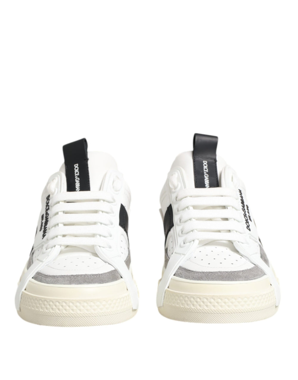 Weiß Schwarz Leder Low Top Sneakers Schuhe