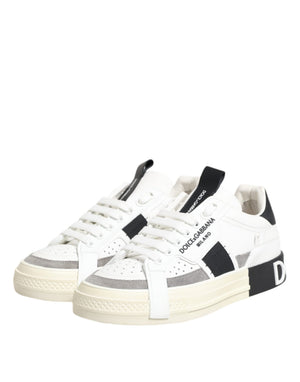 Weiß Schwarz Leder Low Top Sneakers Schuhe