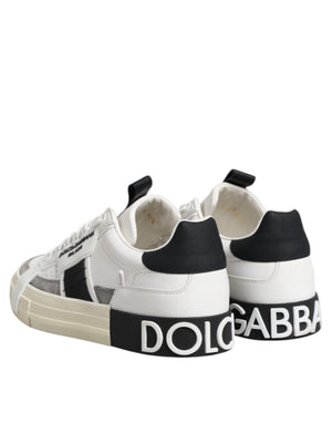 Weiß Schwarz Leder Low Top Sneakers Schuhe