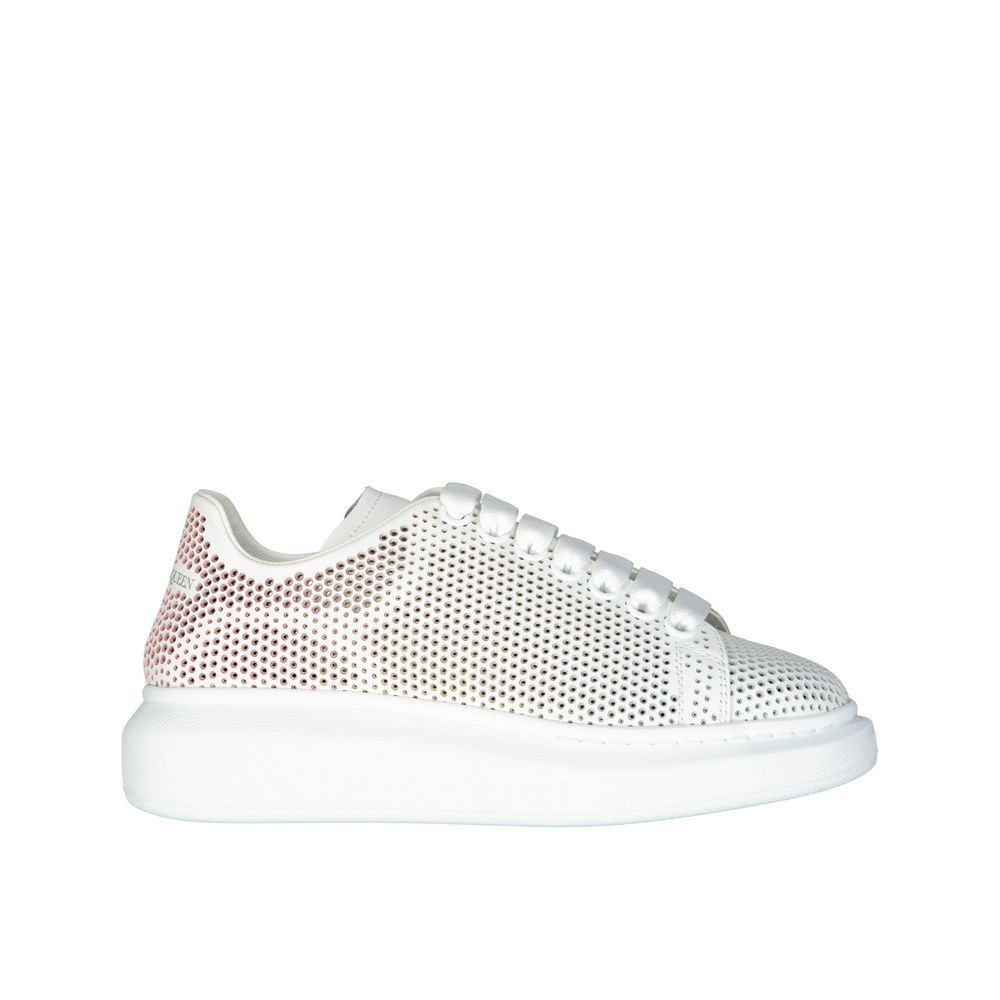 Weiße Kalbshaut-Sneaker mit klobiger Sohle