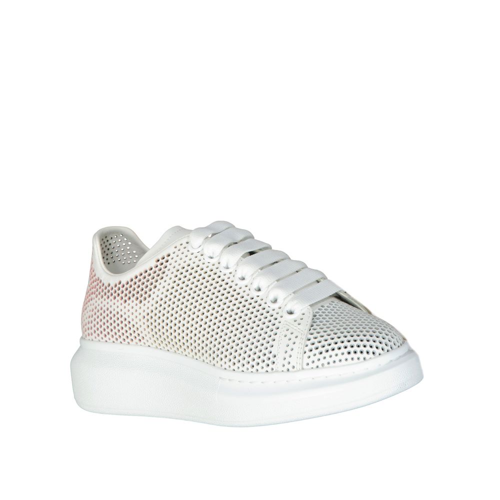 Weiße Kalbshaut-Sneaker mit klobiger Sohle