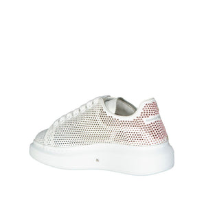 Weiße Kalbshaut-Sneaker mit klobiger Sohle