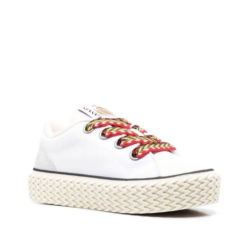 Weiße Low-Top-Sneaker aus Baumwolle