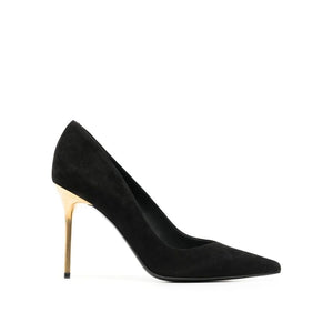 Schwarze Lederpumps mit hohem Absatz