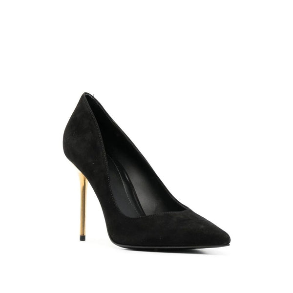 Schwarze Lederpumps mit hohem Absatz