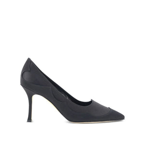 Schwarze Seidenpumps mit hohem Absatz