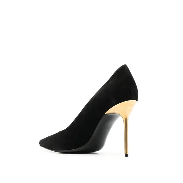 Schwarze Lederpumps mit hohem Absatz