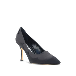 Schwarze Seidenpumps mit hohem Absatz
