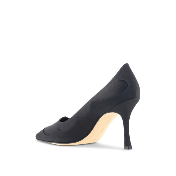 Schwarze Seidenpumps mit hohem Absatz