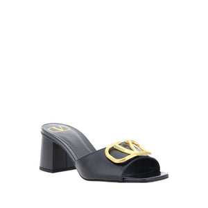 Schwarze Stilettosandalen aus Kalbsleder