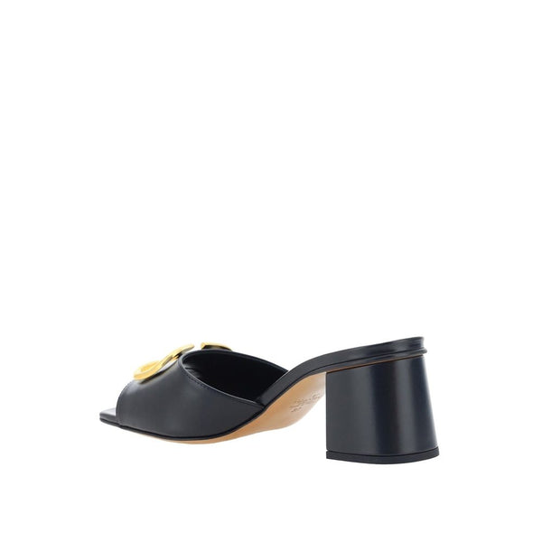 Schwarze Stilettosandalen aus Kalbsleder