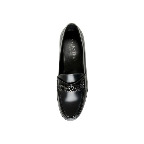 Elegante schwarze Lederslipper