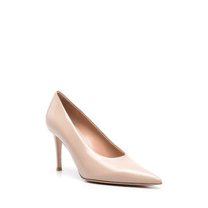 Beigefarbene High-Heel-Pumps aus Kalbsleder