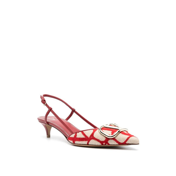 Rote Leder-Pumps mit mittlerem Absatz