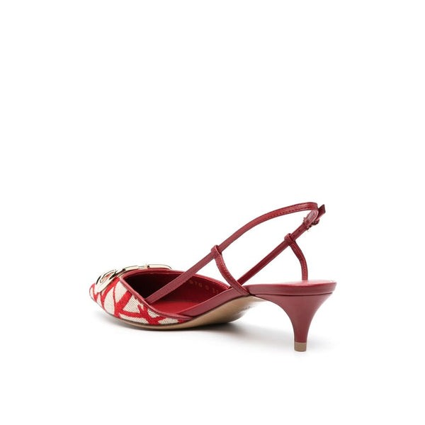 Rote Leder-Pumps mit mittlerem Absatz