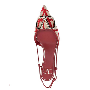Rote Leder-Pumps mit mittlerem Absatz