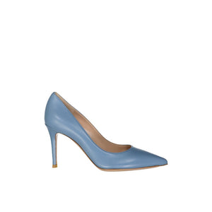Dunkelblaue Lederpumps mit hohem Absatz