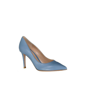 Dunkelblaue Lederpumps mit hohem Absatz