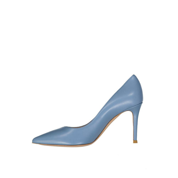 Dunkelblaue Lederpumps mit hohem Absatz