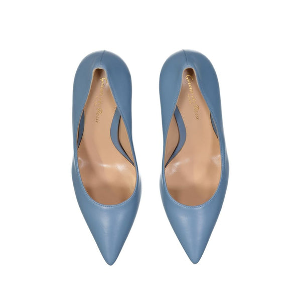 Dunkelblaue Lederpumps mit hohem Absatz