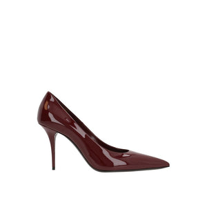 Plateau-Pumps aus rotem Kalbsleder