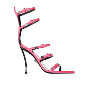 Bunte Seiden-Stilettosandalen