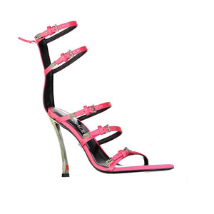 Bunte Seiden-Stilettosandalen
