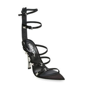 Schwarze Sandalen aus Kalbsleder mit Stiletto-Absatz