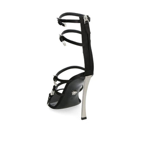 Schwarze Sandalen aus Kalbsleder mit Stiletto-Absatz