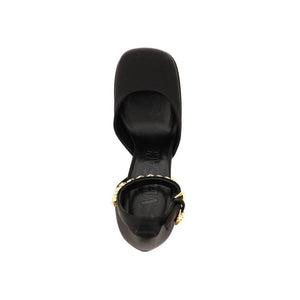 Schwarze Seiden-Plateau-Pumps