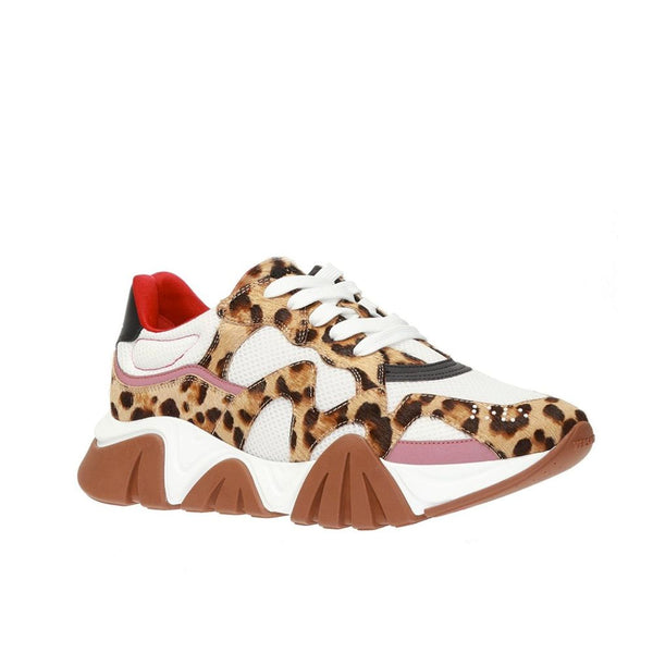 Beige Chunky Sneakers aus Leder