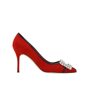 Rote Lederpumps mit hohem Absatz