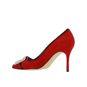 Rote Lederpumps mit hohem Absatz